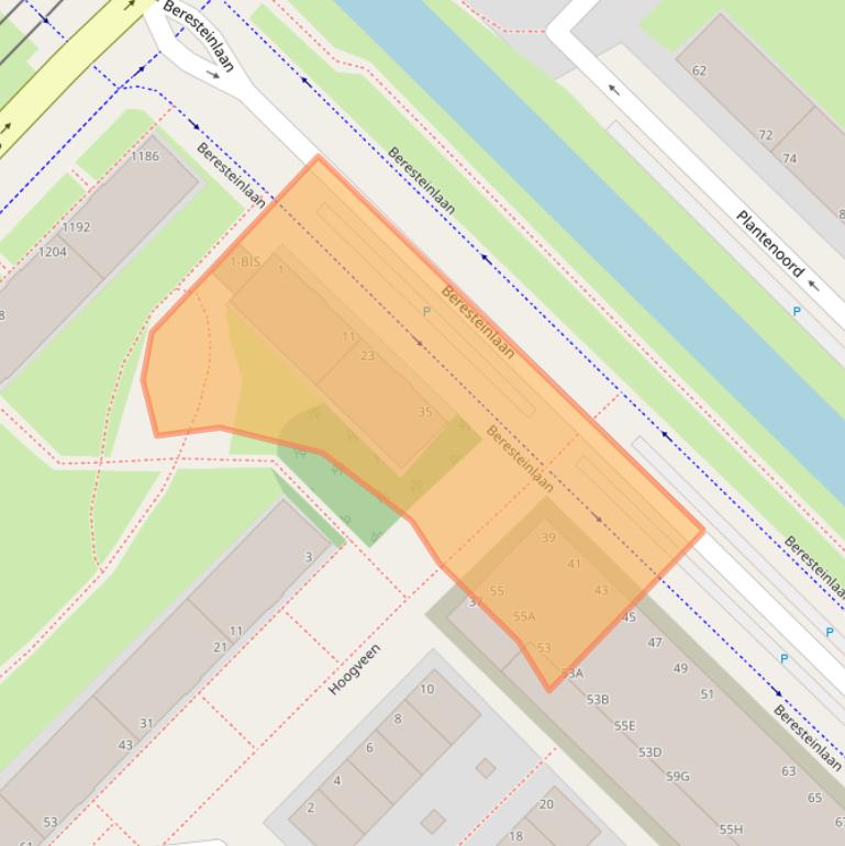 Kaart van postcodegebied 2542JA.