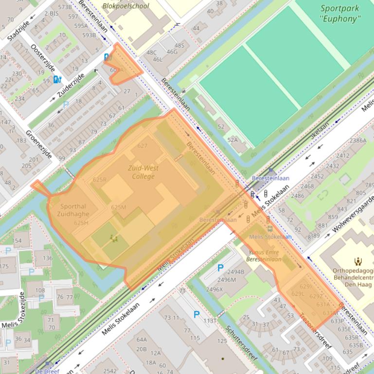 Kaart van postcodegebied 2542JR.