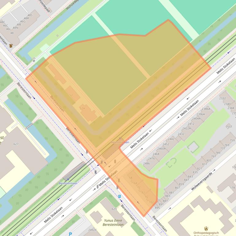 Kaart van postcodegebied 2542KC.