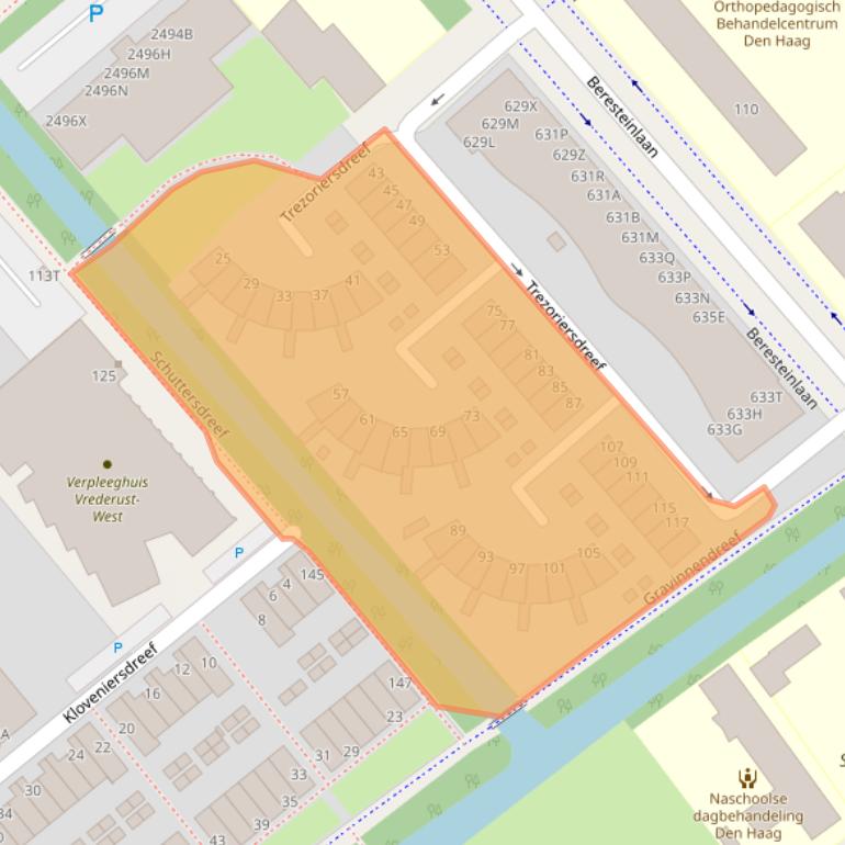 Kaart van postcodegebied 2542KP.