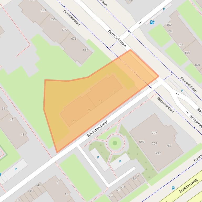 Kaart van postcodegebied 2542LA.