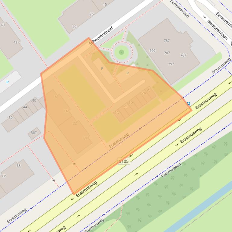 Kaart van postcodegebied 2542LM.