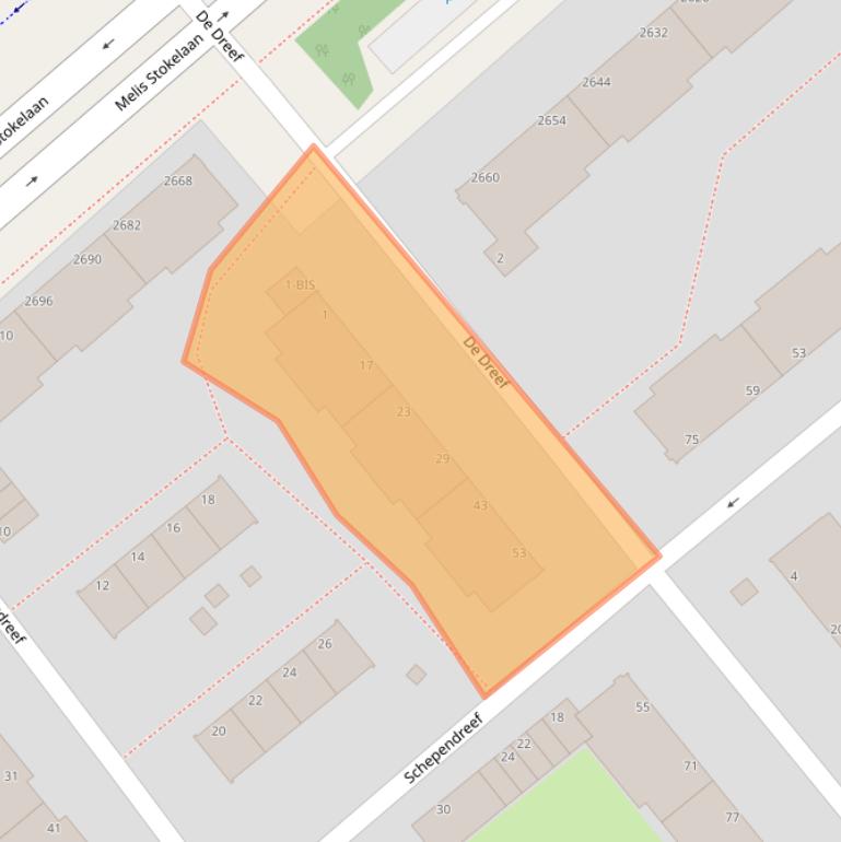 Kaart van postcodegebied 2542NA.