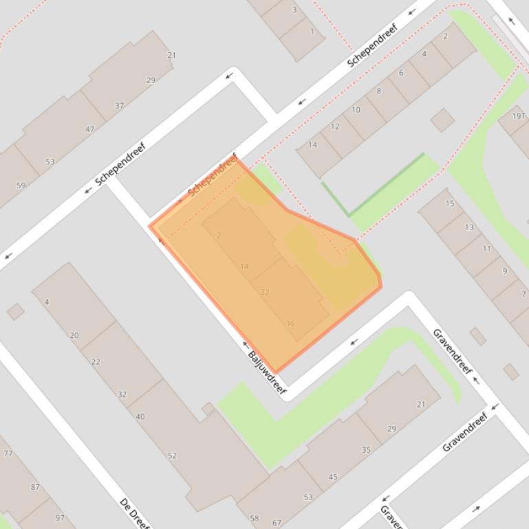 Kaart van postcodegebied 2542NS.