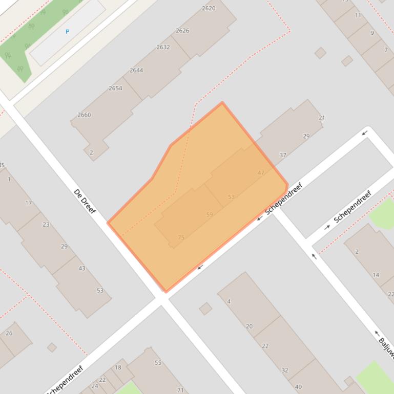 Kaart van postcodegebied 2542NV.