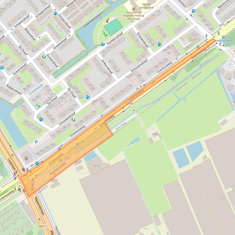 Kaart van postcodegebied 2542RZ.