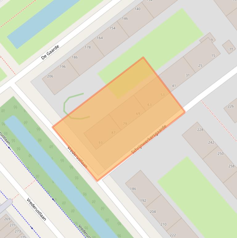 Kaart van postcodegebied 2542TR.