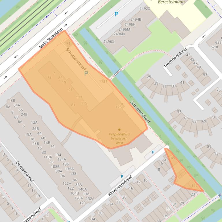 Kaart van postcodegebied 2542XA.