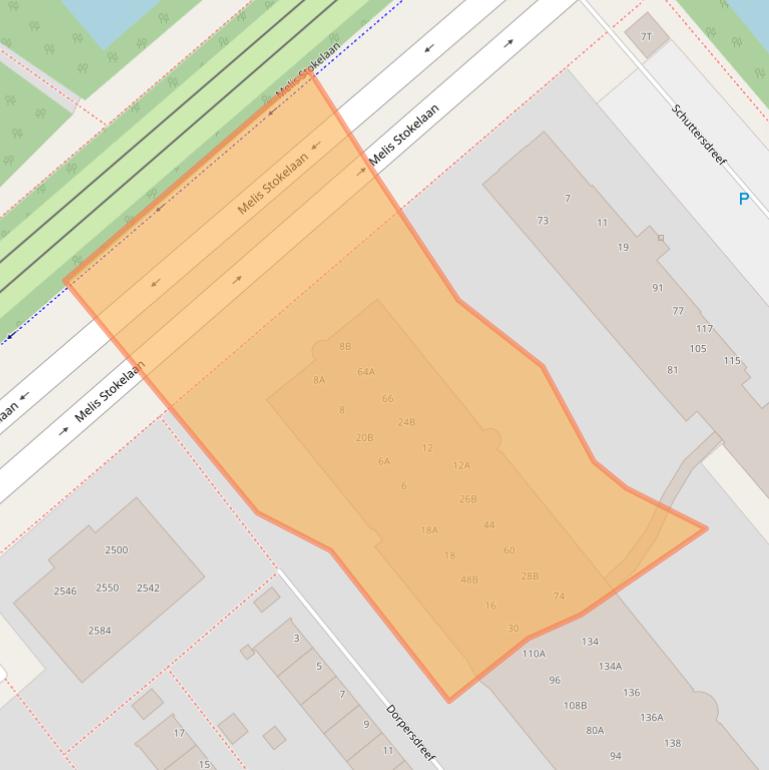 Kaart van postcodegebied 2542XE.