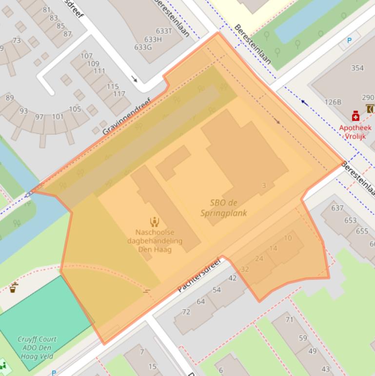 Kaart van postcodegebied 2542XH.