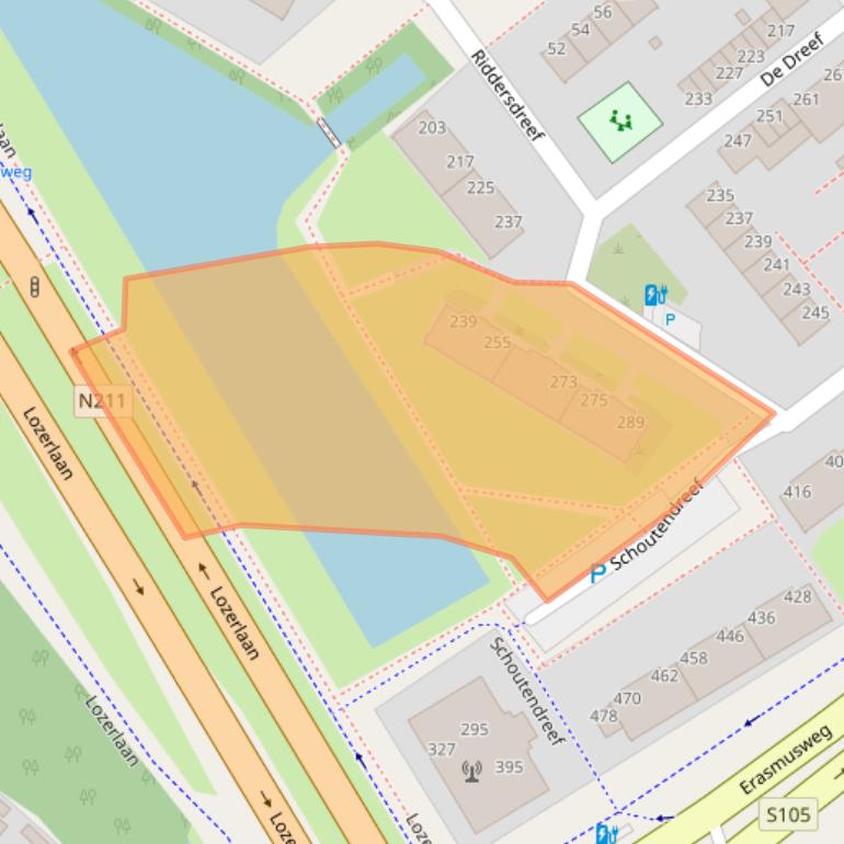 Kaart van postcodegebied 2542XW.