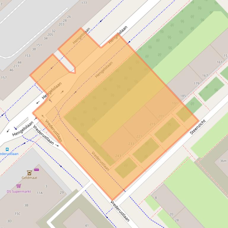 Kaart van postcodegebied 2543AE.
