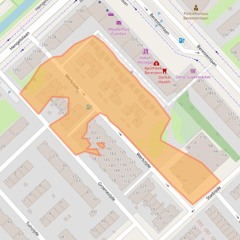 Kaart van postcodegebied 2543CA.