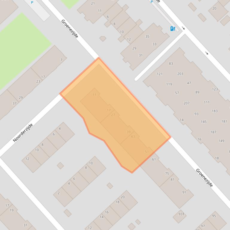 Kaart van postcodegebied 2543CB.