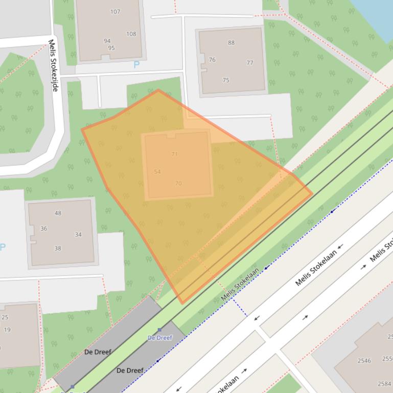 Kaart van postcodegebied 2543GD.