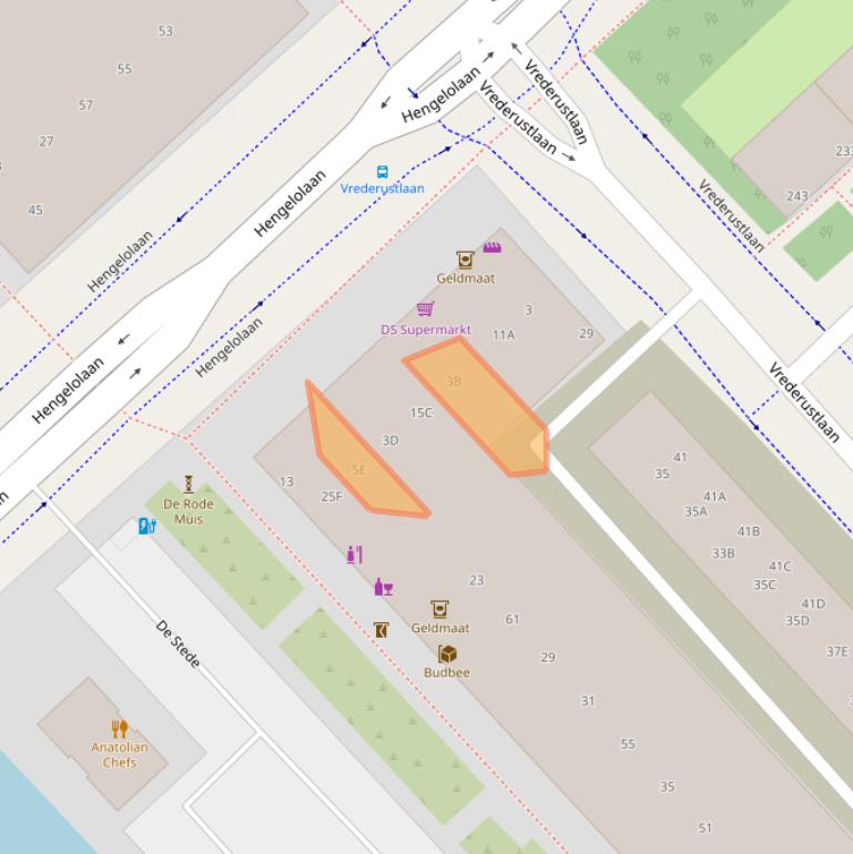 Kaart van postcodegebied 2543SE.