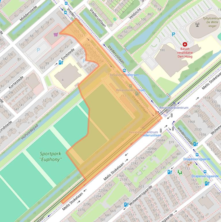 Kaart van postcodegebied 2543SL.