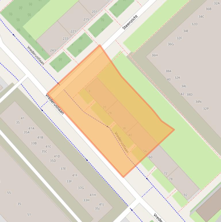 Kaart van postcodegebied 2543SR.