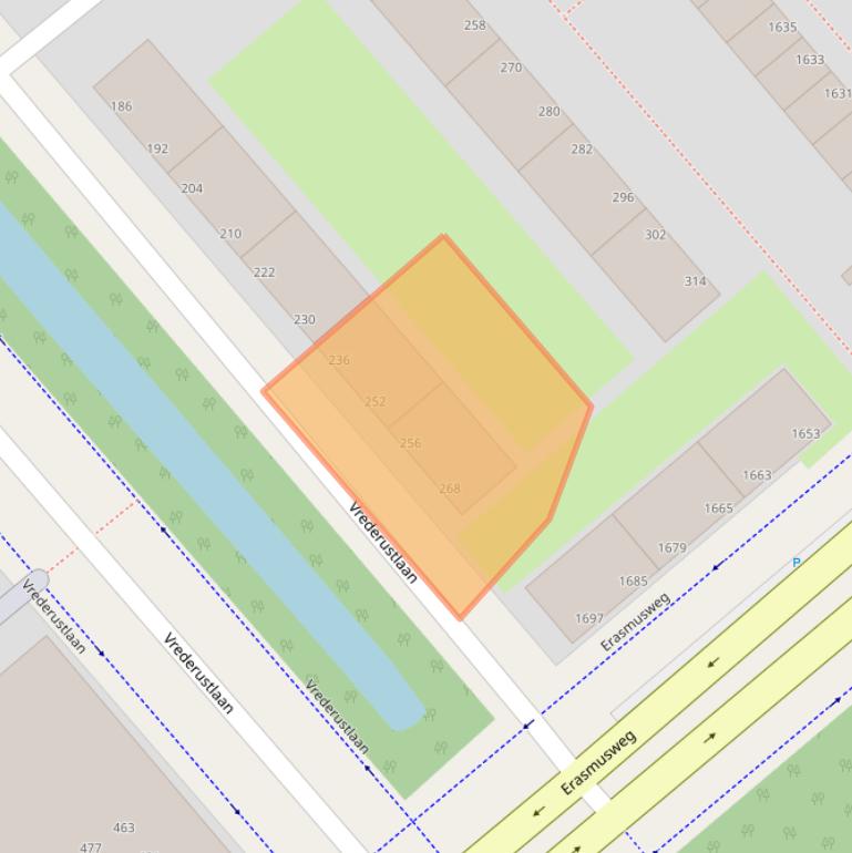 Kaart van postcodegebied 2543SZ.