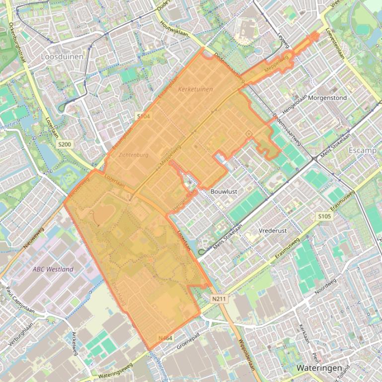 Kaart van postcodegebied 2544.