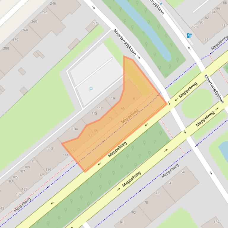 Kaart van postcodegebied 2544AB.