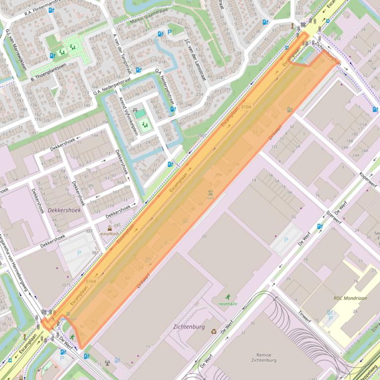 Kaart van postcodegebied 2544EC.