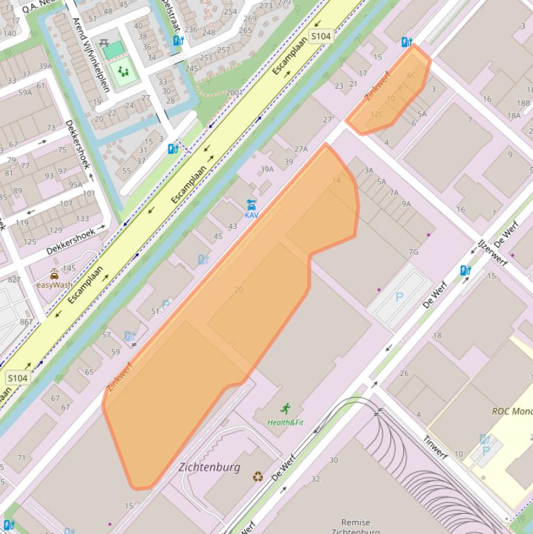 Kaart van postcodegebied 2544EE.