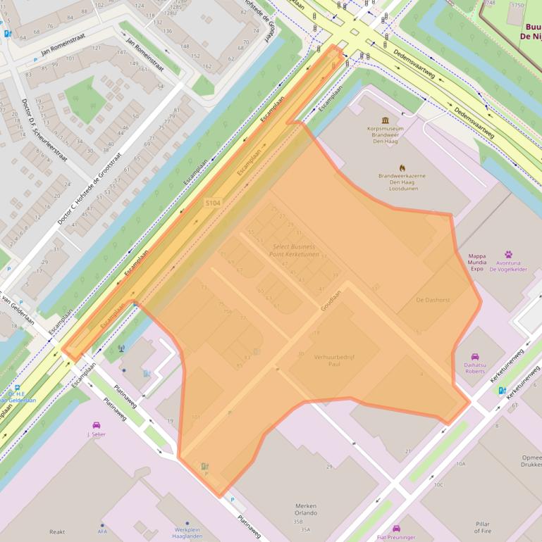 Kaart van postcodegebied 2544EG.