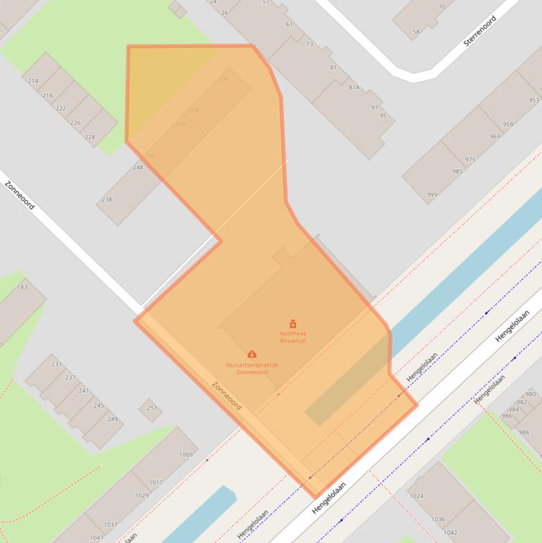 Kaart van postcodegebied 2544KM.