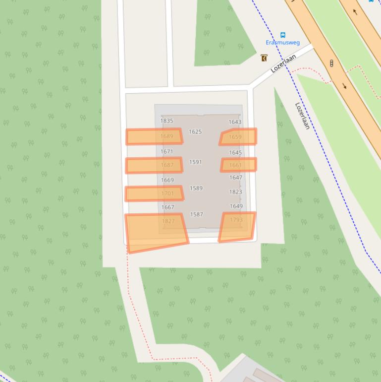 Kaart van postcodegebied 2544LX.