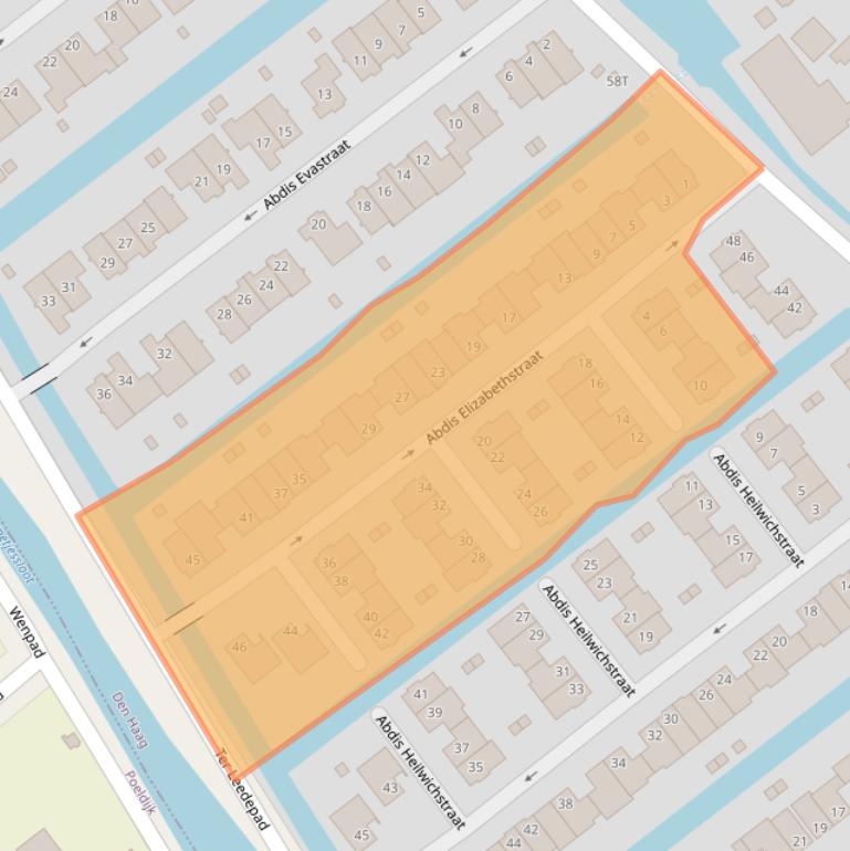 Kaart van postcodegebied 2544NA.