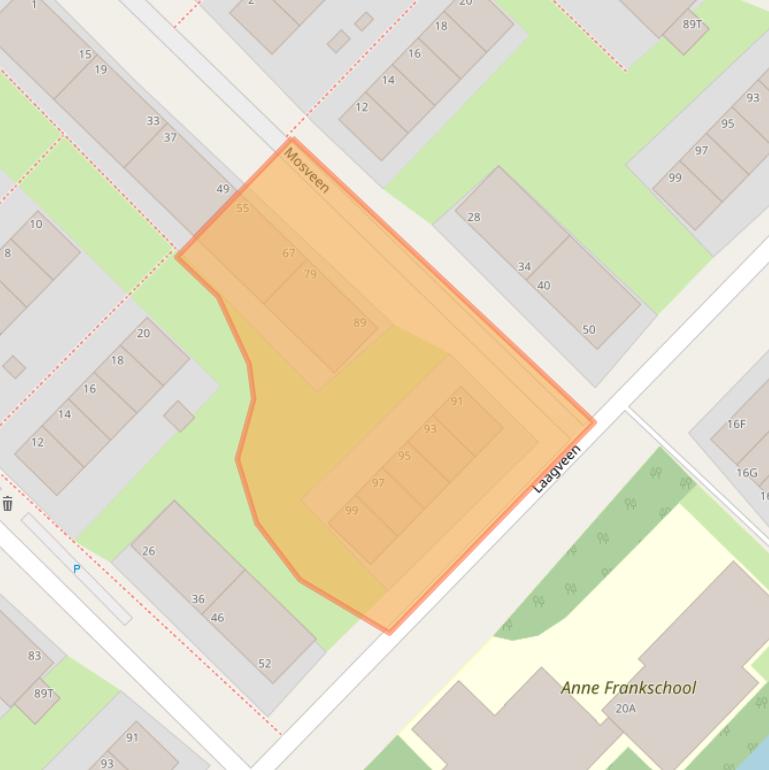 Kaart van postcodegebied 2544RW.