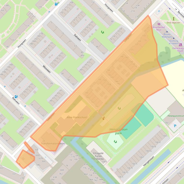 Kaart van postcodegebied 2544RZ.