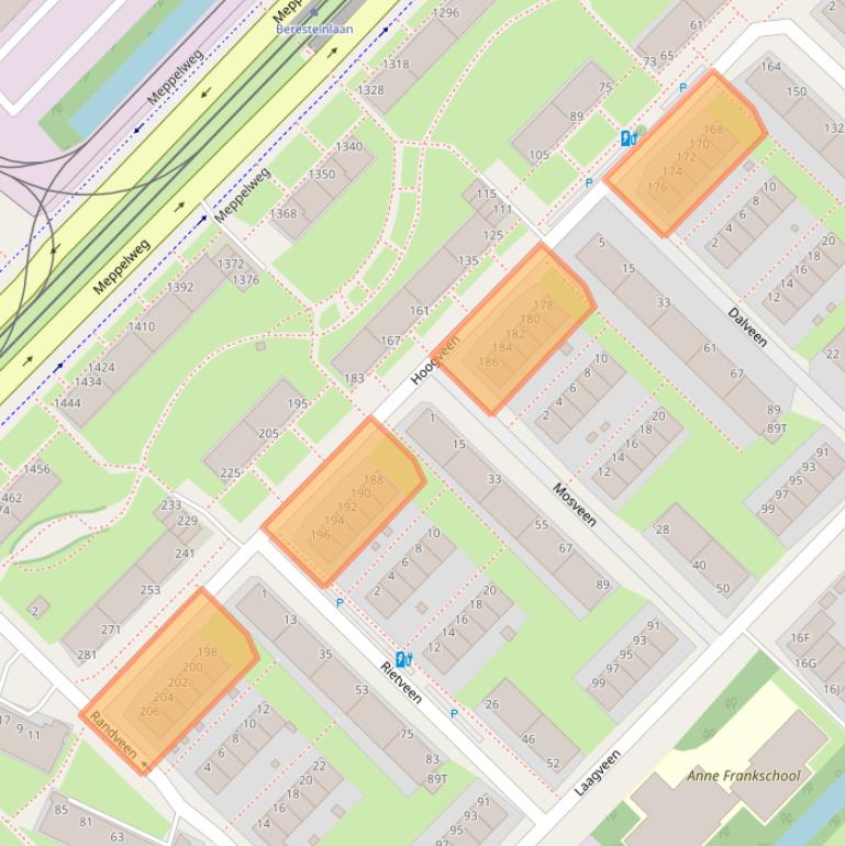 Kaart van postcodegebied 2544SZ.