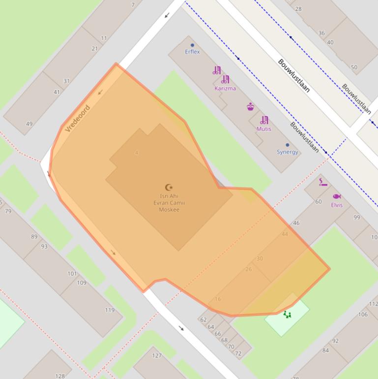 Kaart van postcodegebied 2544TW.