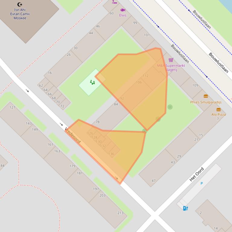 Kaart van postcodegebied 2544TZ.