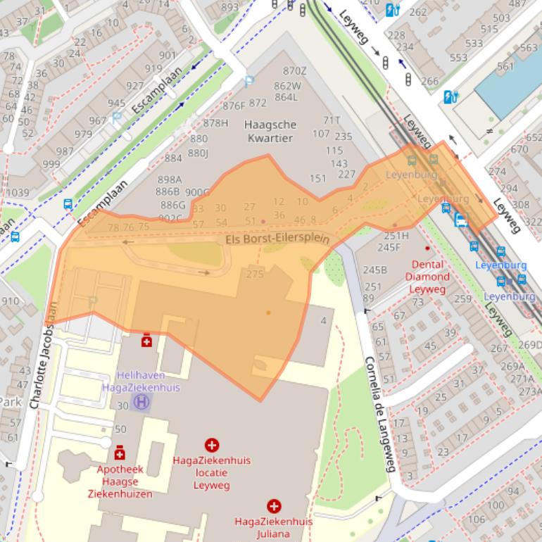 Kaart van postcodegebied 2545AA.