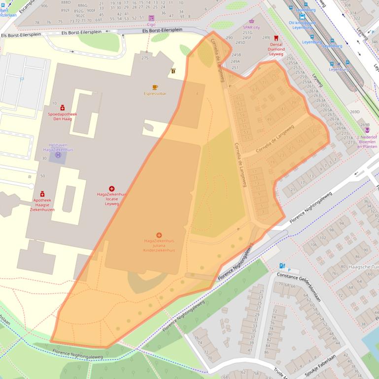 Kaart van postcodegebied 2545AV.