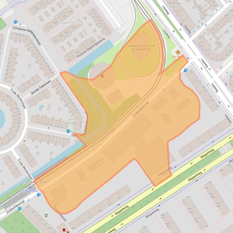 Kaart van postcodegebied 2545CA.