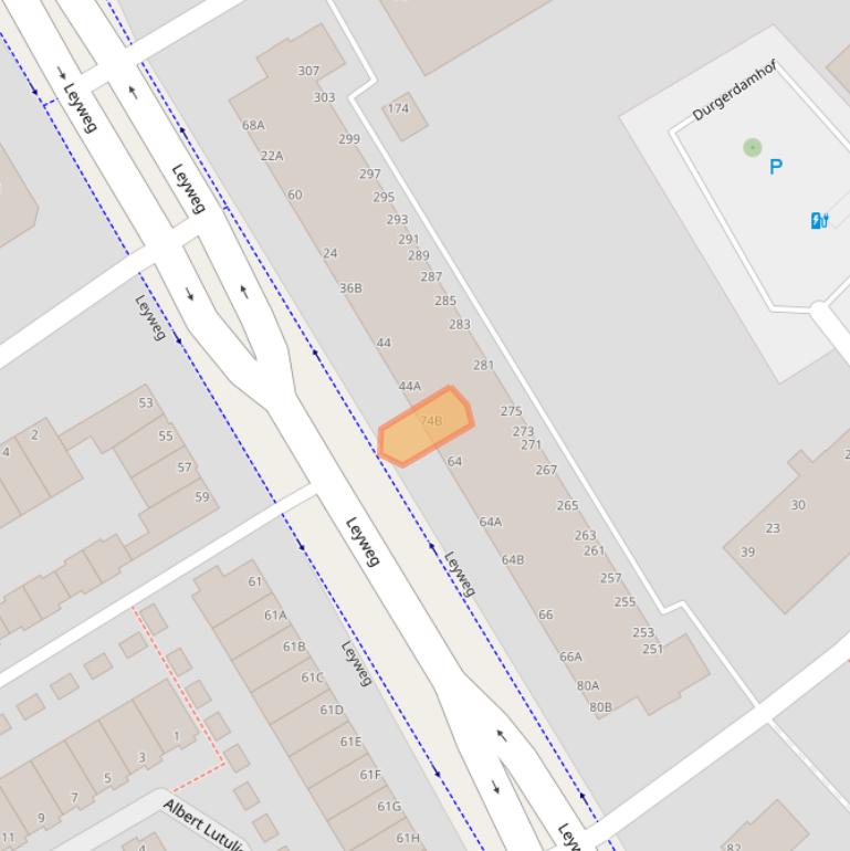 Kaart van postcodegebied 2545CN.