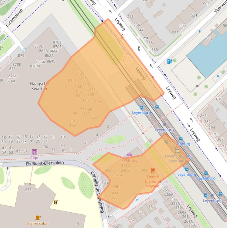 Kaart van postcodegebied 2545CZ.