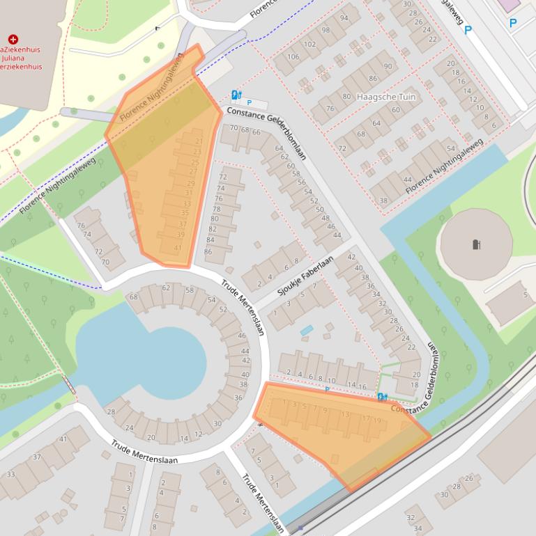 Kaart van postcodegebied 2545EP.