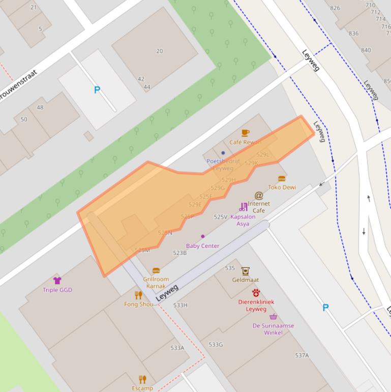 Kaart van postcodegebied 2545GE.