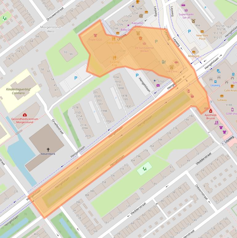 Kaart van postcodegebied 2545GG.