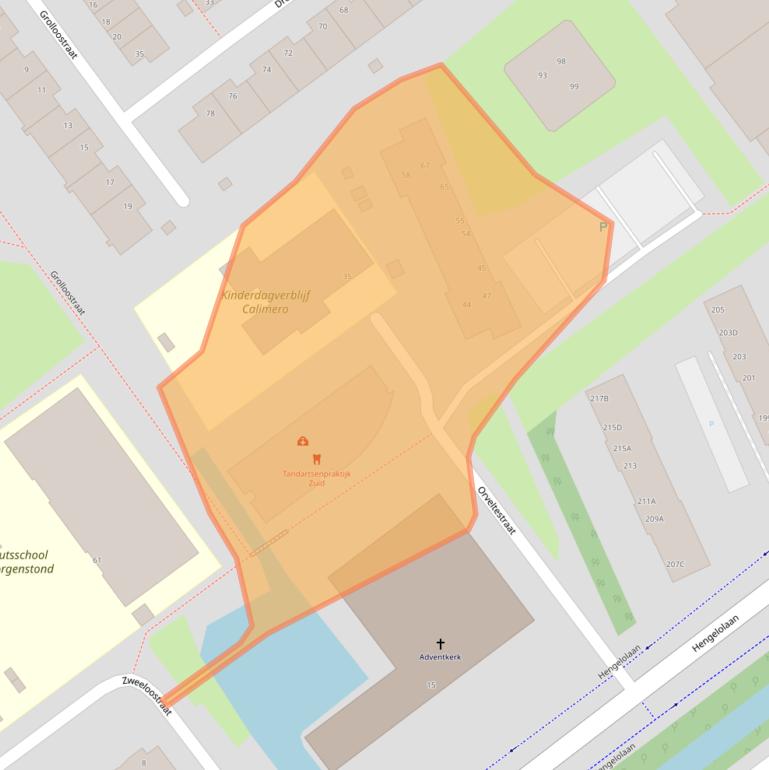 Kaart van postcodegebied 2545KG.