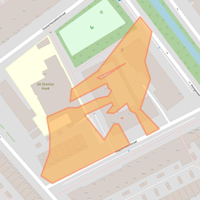 Kaart van postcodegebied 2545KZ.