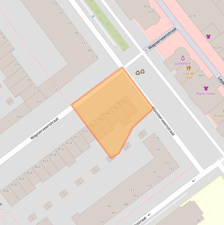 Kaart van postcodegebied 2545LK.