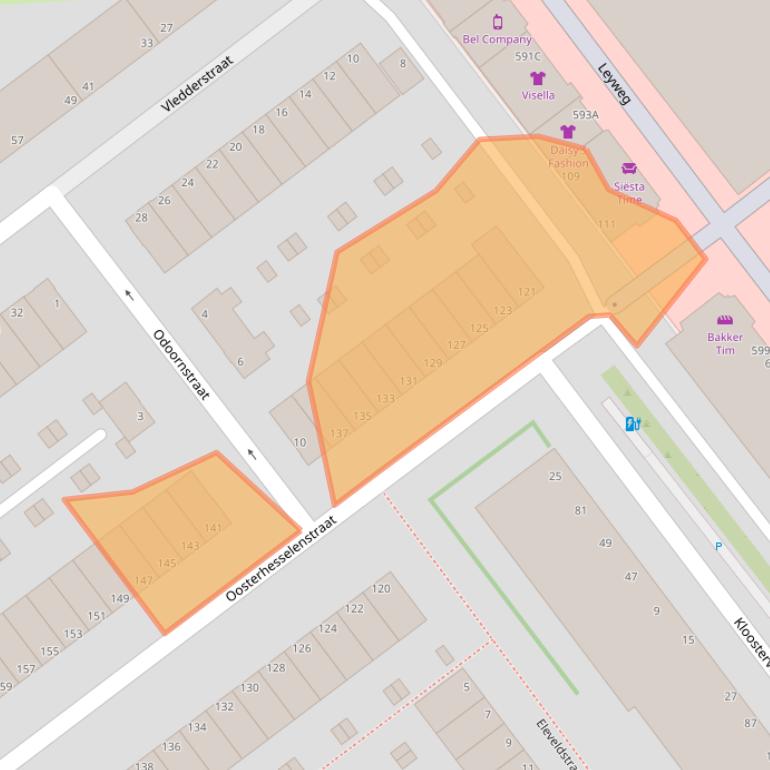 Kaart van postcodegebied 2545SP.