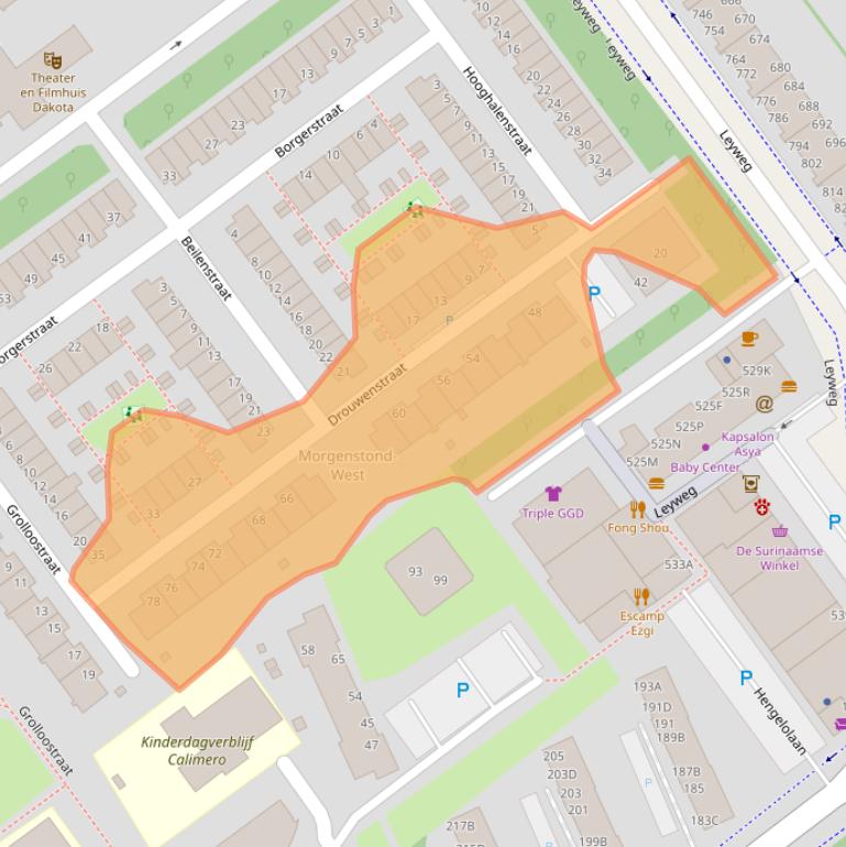 Kaart van postcodegebied 2545WK.