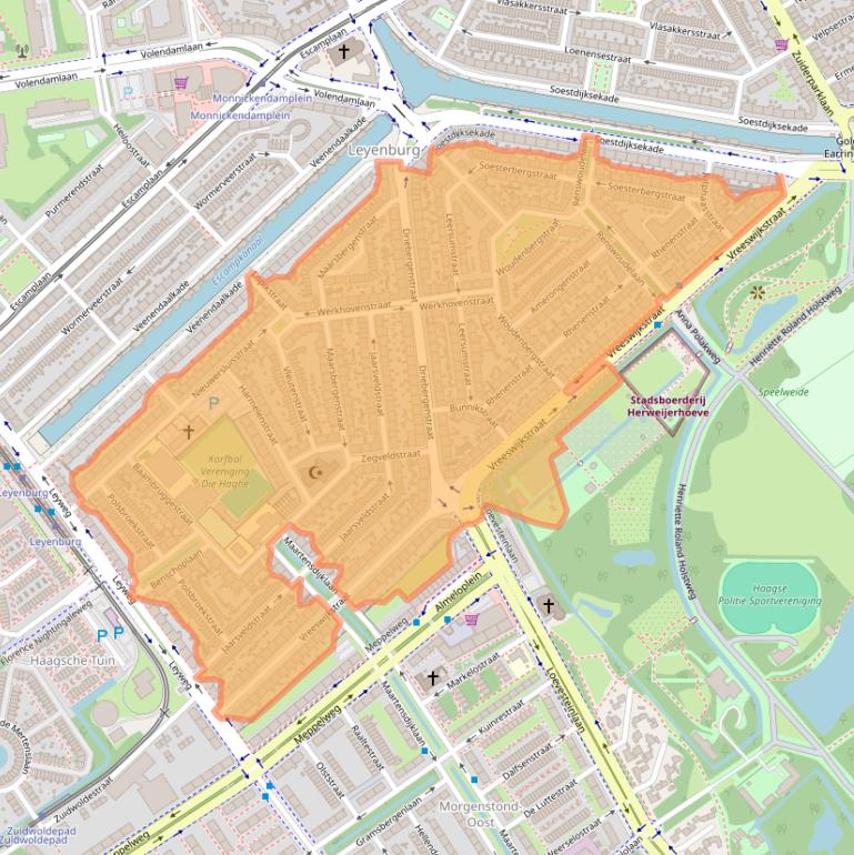 Kaartafbeelding, ingezoomd op postcodegebied 2546.